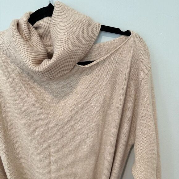 PAIGE Raundi Cutout Turtleneck Midi Wool Blend Dress In Camel Size Large 1603 - Picture 5 of 12